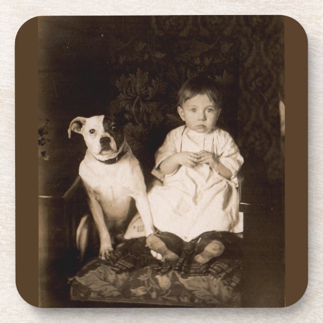 Dessous-de-verre vers 1910 pitbull et bébé RPPC (Devant)