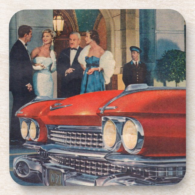 Dessous-de-verre vers 1960 calandre cadillac rouge (Devant)