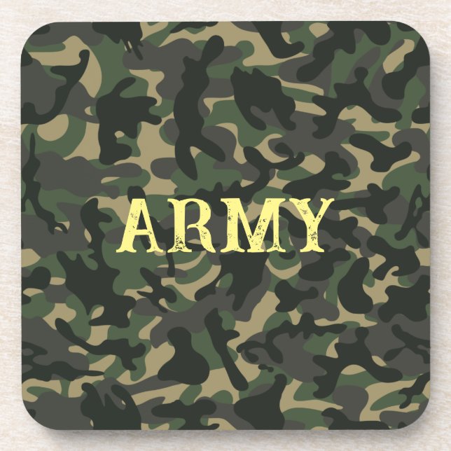 Dessous-de-verre Vert camouflage militaire de l'armée (Devant)