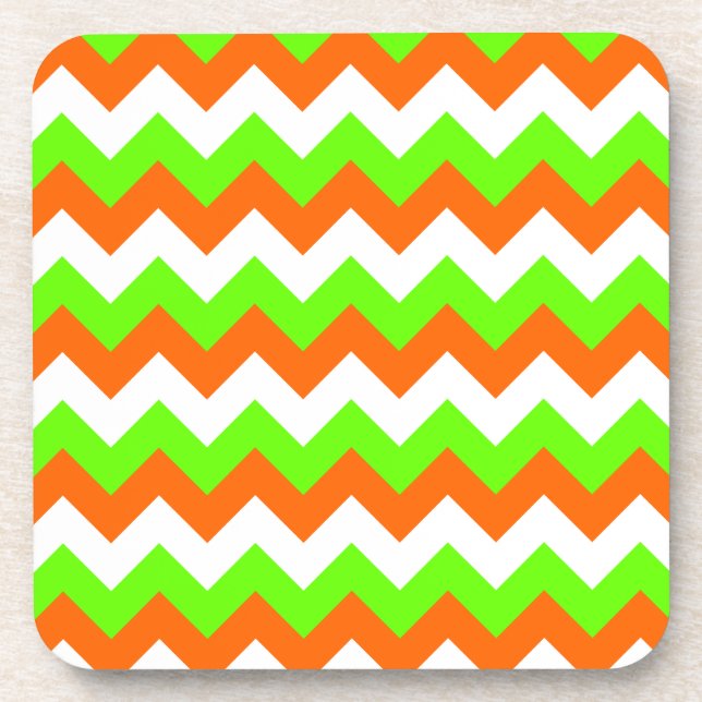 Dessous-de-verre Vert Citron Blanc Zigzag (Devant)