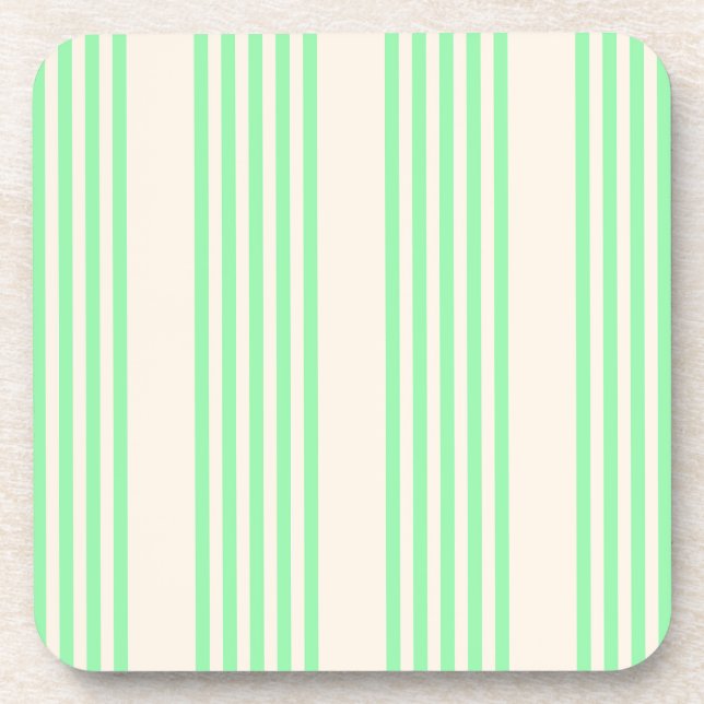 Dessous-de-verre Vert et beige cinq rayures motif (Devant)