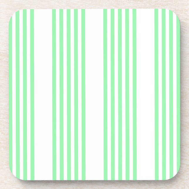 Dessous-de-verre Vert et blanc cinq bandes motif (Devant)