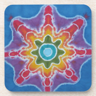Dessous-de-verre Vert et rouge étoile bleu Arrière - plan Tie Dye
