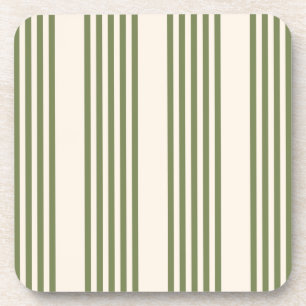 Dessous-de-verre Vert olive et beige cinq rayures motif