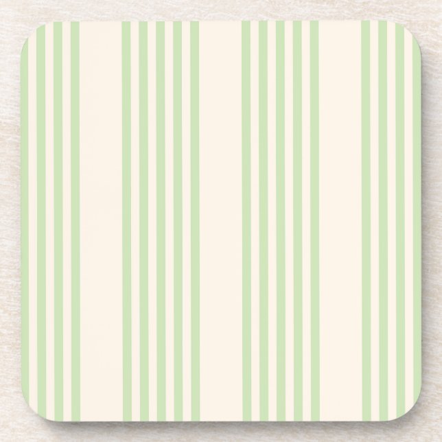 Dessous-de-verre Vert pâle et beige cinq rayures motif (Devant)