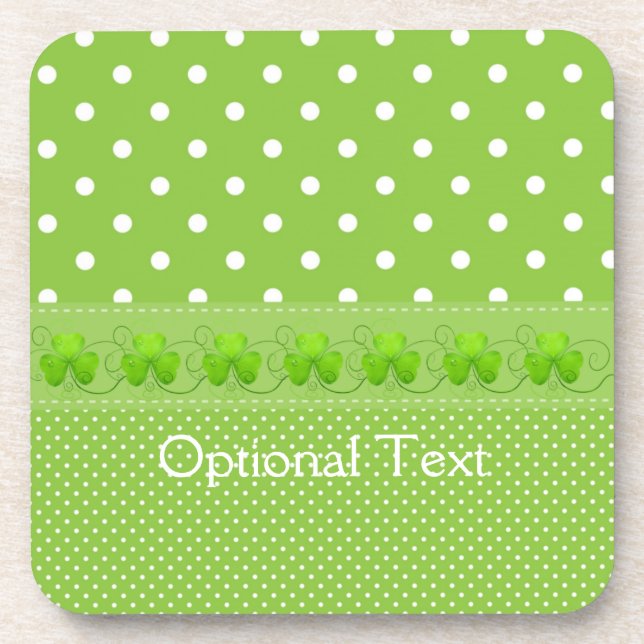 Dessous-de-verre Vert, points et Shamrocks (Devant)