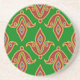 Dessous de verre vert, rouge, fleur de lys