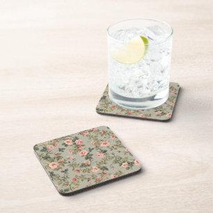 Dessous-de-verre Vert sauge rétro maximaliste floral
