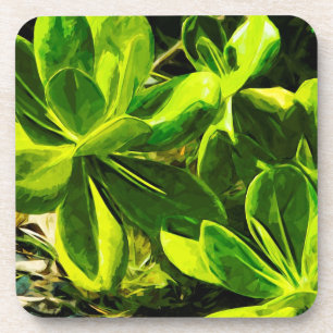 Dessous-de-verre Vert Succulent Ocean Beach Plante Abstrait