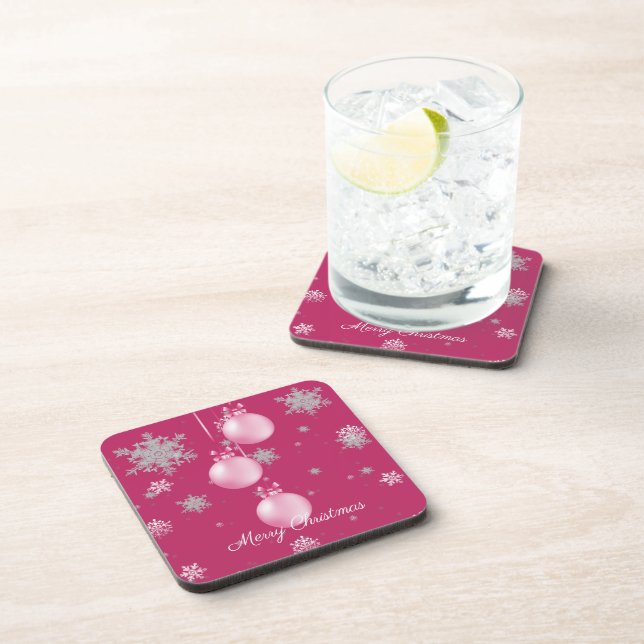 Dessous-de-verre Vêtements de Noël roses Beverage Coaster (Côté Droit)