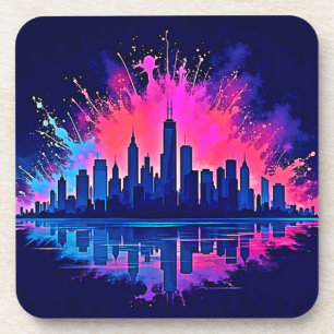 Dessous-de-verre Vibrant art de splash Cityscape