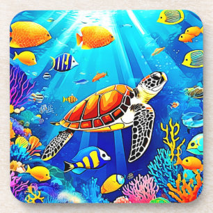 Dessous-de-verre Vibrant Reef : Le royaume sous-marin de la tortue