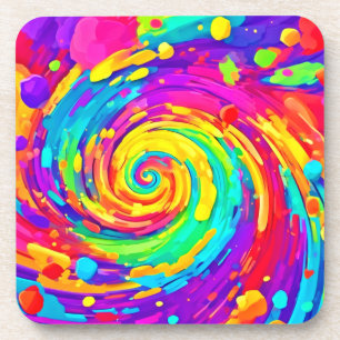 Dessous-de-verre Vibrant Spiral Splash Colors Art