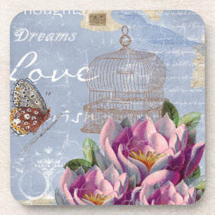 Dessous-de-verre Victorian Love Thoughts Dreams Butterfly Bird Cage
