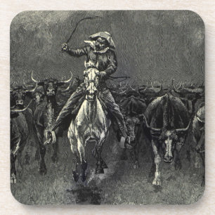 Dessous-de-verre Vieux Cowboys, une débandade de Frederic Remington
