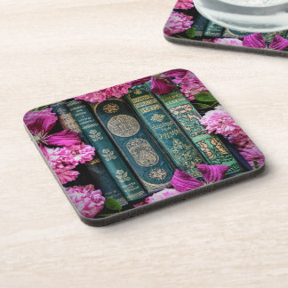 Dessous-de-verre Vieux livres verts et roses roses roses