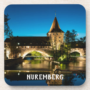 Dessous-de-verre Vieux pont médiéval la nuit à Nuremberg