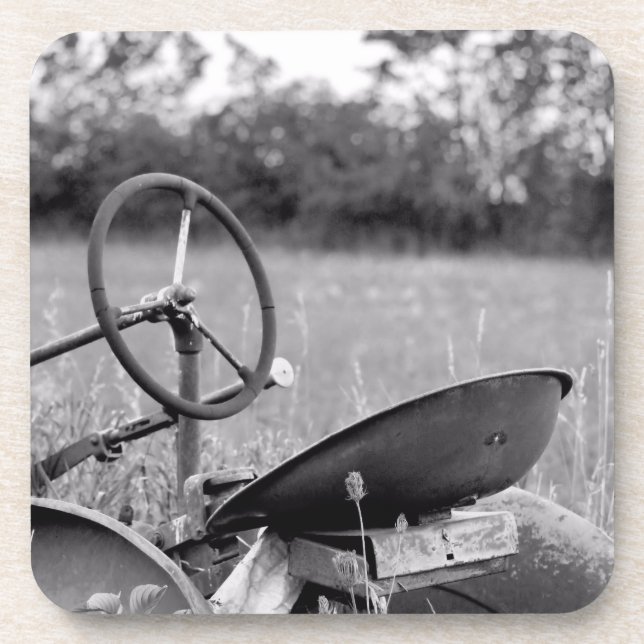 Dessous-de-verre Vieux tracteur en herbe longue (Devant)
