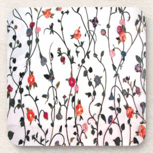 Dessous-de-verre Vignes florales Corail rose bleu féminin