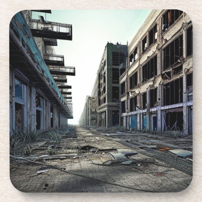 Dessous-de-verre Ville abandonnée | Dystopie post-apocalyptique (Devant)