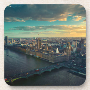 Dessous-de-verre Ville de Londres avec coucher de soleil