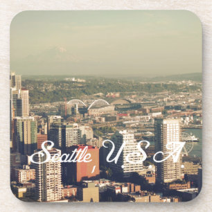 Dessous-de-verre Ville de Seattle. Vue depuis la tour de la ville.
