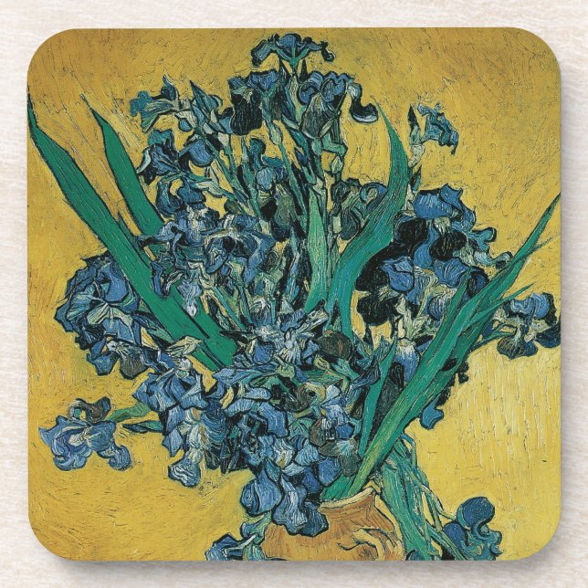 Dessous-de-verre Vincent van Gogh - Vase avec iris Fond jaune (Devant)