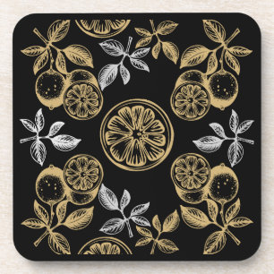 Dessous-de-verre Vintage Botanique Gold Et Silver Print