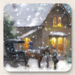 Dessous-de-verre Vintage Christmas Horse Carriage Winter Scene<br><div class="desc">Vintage Christmas Horse Carriage Winter Scene</div>