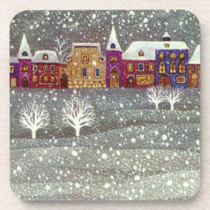 Dessous-de-verre Vintage Christmas, Santa Claus Horse Open Sleigh