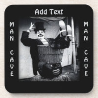 Vintage Clown Photograph Man Cave Square Coaster