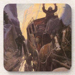 Dessous-de-verre Vintage Cowboys, Hold Up in the Canyon par NC Wyet