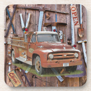 Dessous-de-verre Vintage Fire Truck Antique Tools