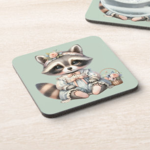 Dessous-de-verre Vintage habillé Cottagecore Raccoon Pastel