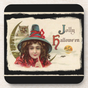 Dessous-de-verre Vintage Jolly Halloween Witch