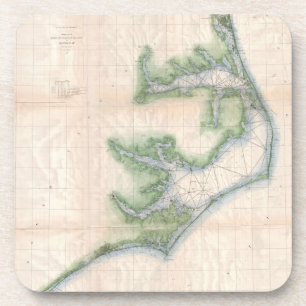 Dessous-de-verre Vintage Map of The Caroline du Nord Coast