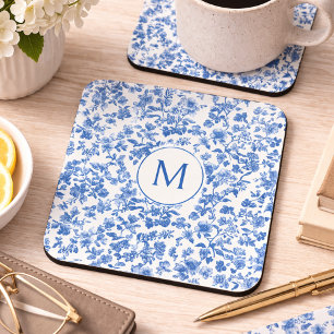 Dessous-de-verre Vintage Monogramme Chinoiserie Bleu