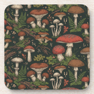 Dessous-de-verre Vintage Mushroom Forest Botanical