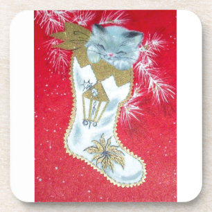 Dessous-de-verre Vintage Noël Mid Century Kitten