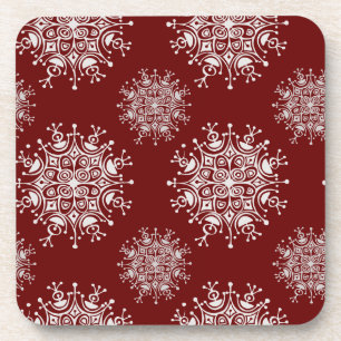 Dessous-de-verre Vintage Noël Snowflakes Red Blizzard Motif