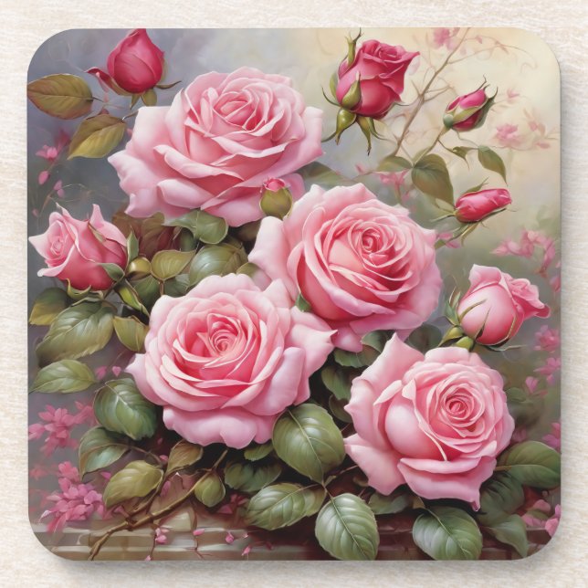 Dessous-de-verre Vintage Pink Roses (Devant)