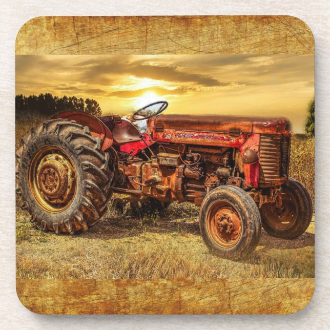 Dessous-de-verre Vintage Red Farm Tractor (Devant)