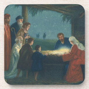 Dessous-de-verre Vintage Religion, Adoration des Bergers