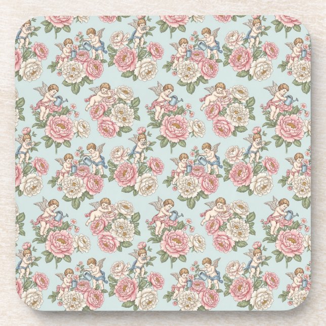 Dessous-de-verre Vintage Rococo Revival Rose Garden Romantic  (Devant)