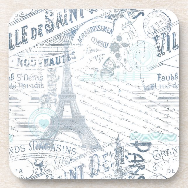 Dessous-de-verre Vintage Romance Collage bleu ID226 (Devant)