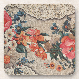 Dessous-de-verre Vintage rouge orange blanc motif