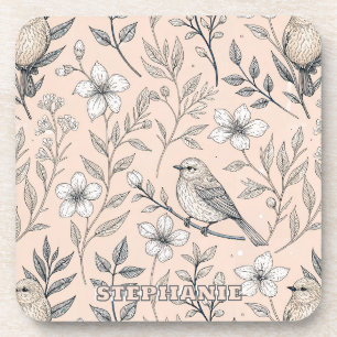 Dessous-de-verre Vintage Sakura Cerry Blossom & Bird Aesthétiquemen