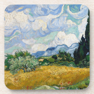 Dessous-de-verre Vintage Van Gogh Champ de blé avec Cyprès
