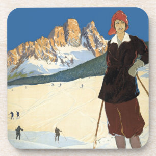 Dessous-de-verre Vintage voyage Cortina d'Ampezzo, Italie Alpes de