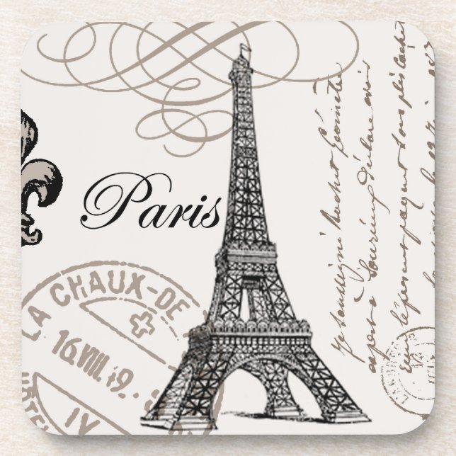 Dessous de verre vintages de liège de Paris… (Devant)